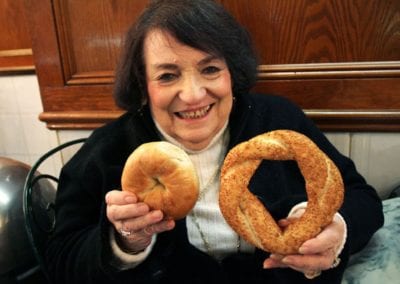 Ess-a-Bagel Co-Founder Florence Wilpon Comparing an Essa with Turkish Bread